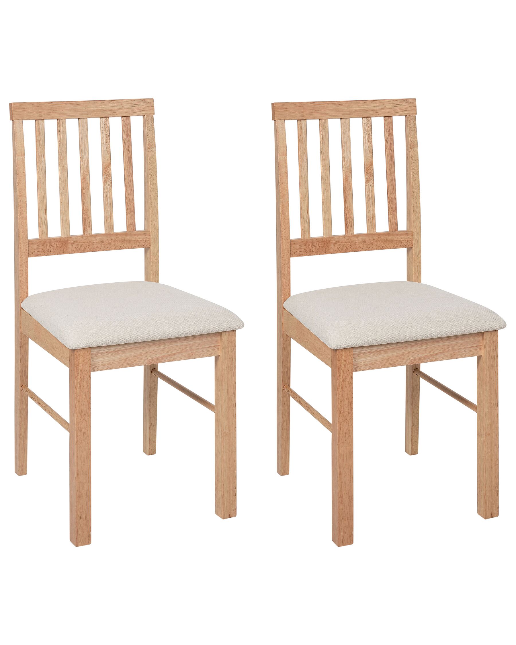  Set of 2 Wooden Dining Chairs Light Wood and Light Beige ORONO _926542