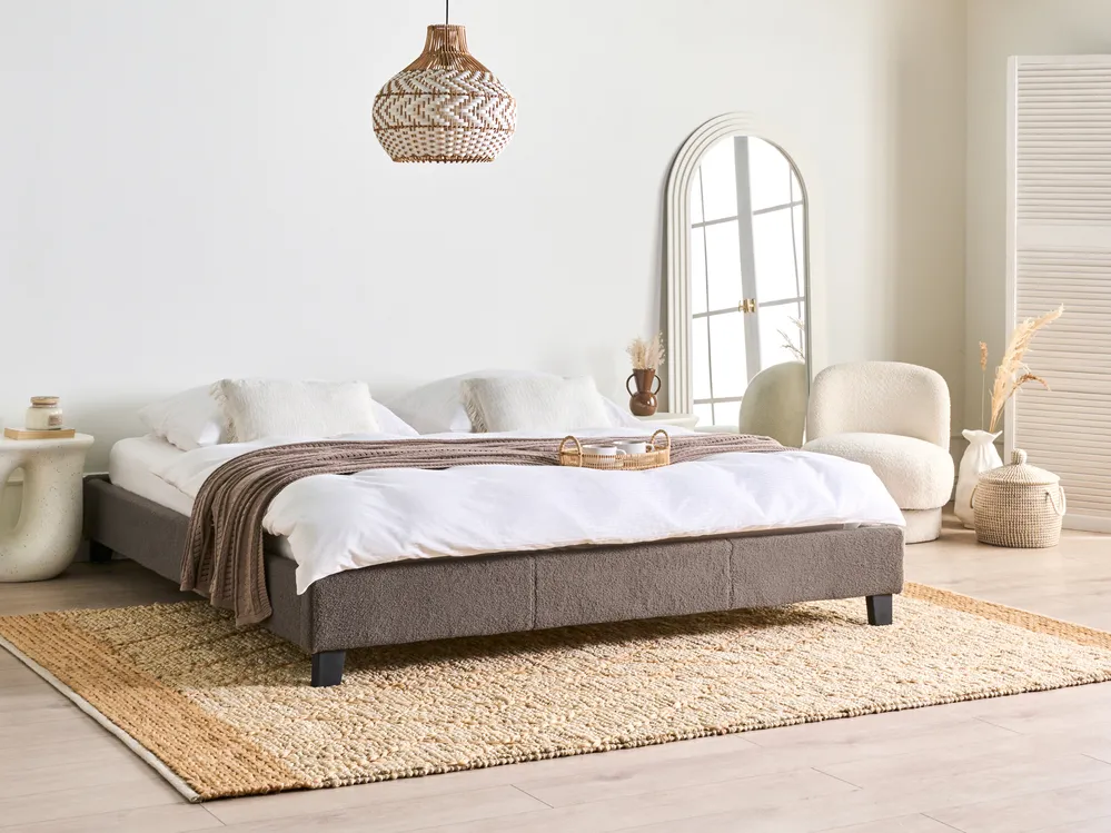 Boucle Bed Taupe ROANNE Various Sizes