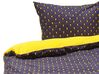 Cotton Sateen Duvet Cover Set Chevron Pattern 135 x 200 cm Dark Blue and Yellow WALLINGFORD_803127