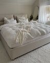 Zamatová posteľ s úložným priestorom 180 x 200 cm béžová BATILLY_907302