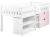 Wooden Kids Mid Sleeper Bed with Storage EU Single Size White and Pink SUSVILLE_935496