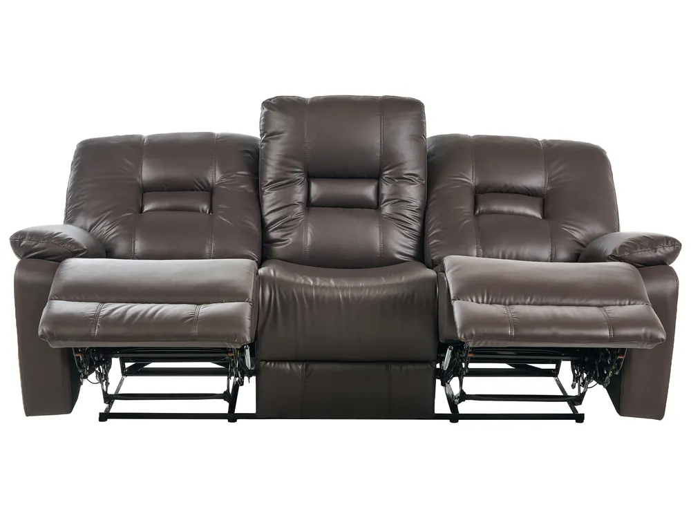 Manual Recliner Living Room Set 6 Seater BERGEN Faux Leather Brown_681654