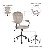 Scaun de birou VELISSE Catifea Taupe_1065431