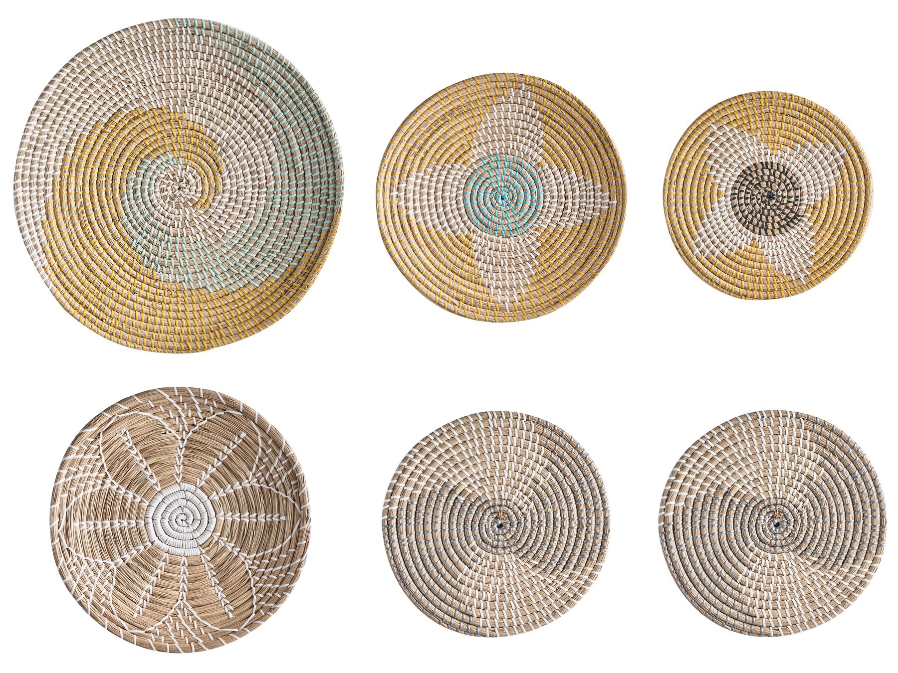 Sada 6 nástenných dekorácií z morskej trávy viacfarebná BACNINH_885876