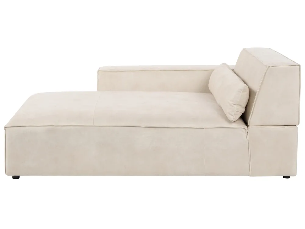 Right-Hand Chaise Longue HELLNAR Velvet Light Beige