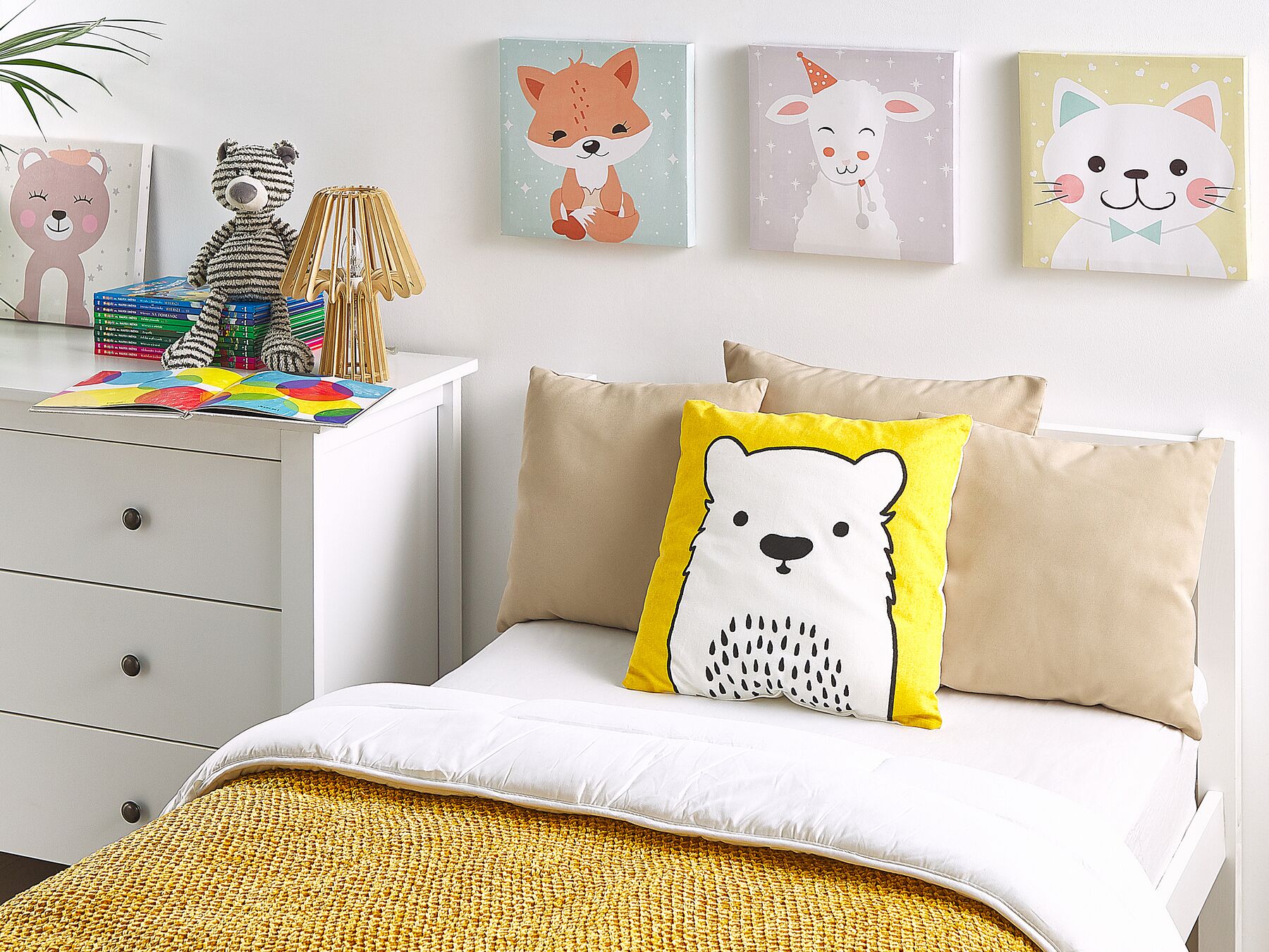 Cotton Kids Cushion Bear 45 x 45 cm Yellow WARANASI_790683