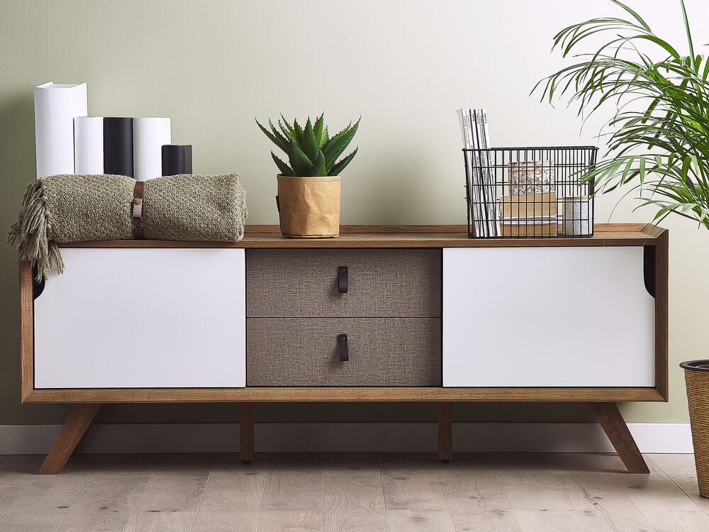Meuble TV ACTON Marron/blanc