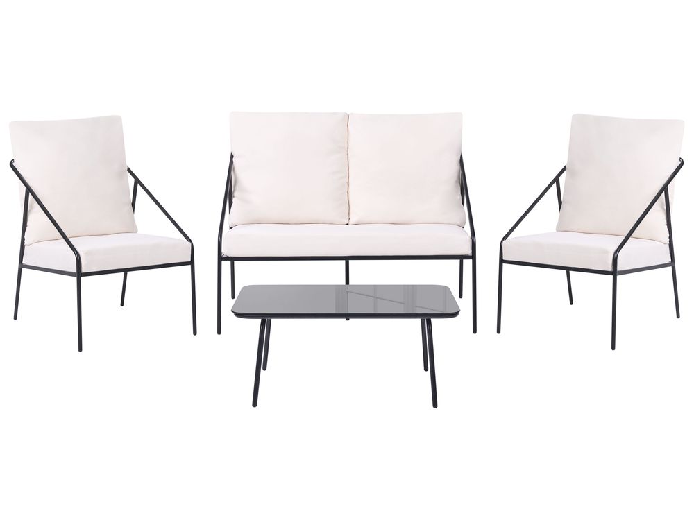 Lounge Set mit Tisch 4-Sitzer USTICA Metall Schwarz