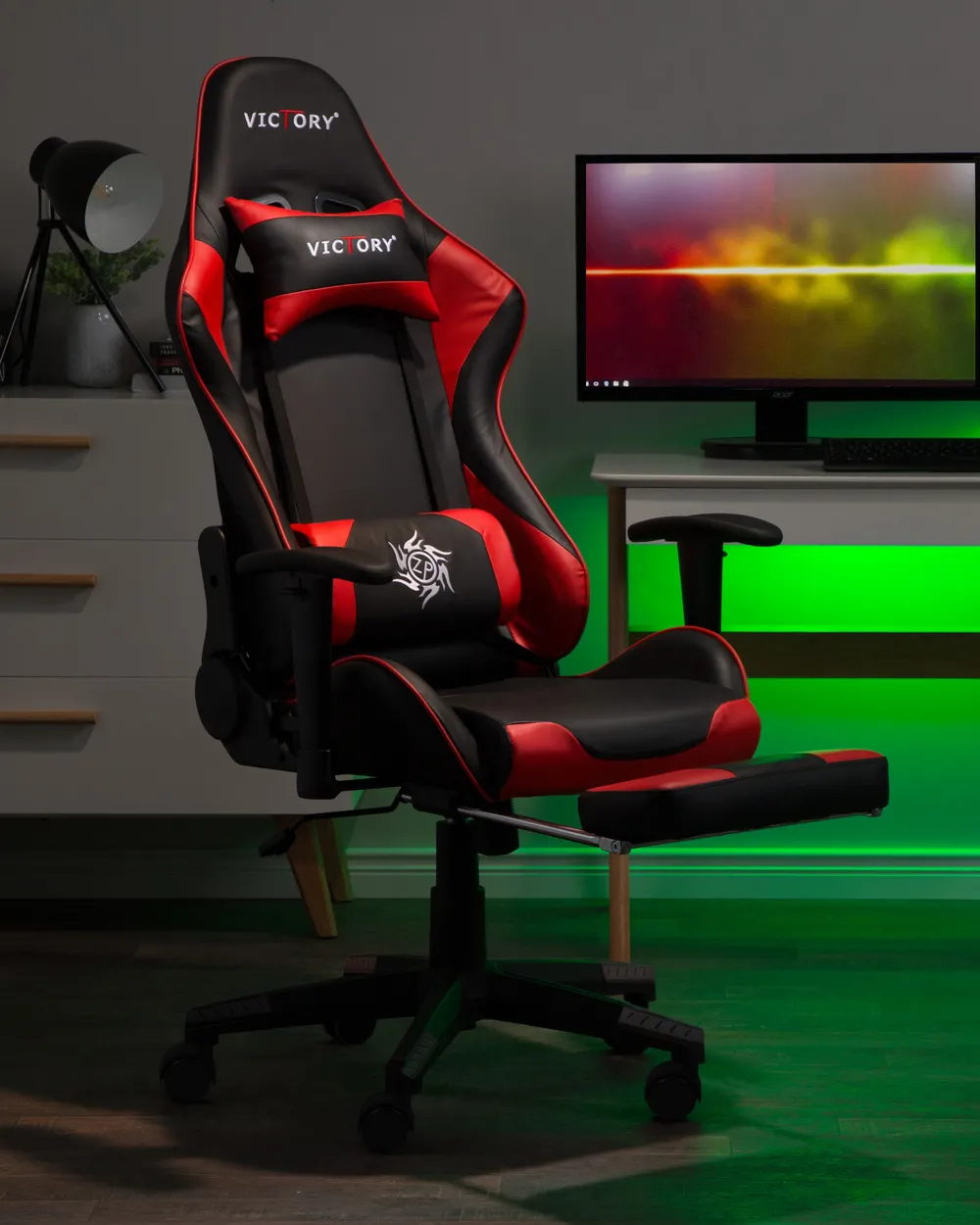Sedia da gaming VICTORY Pelle sintetica Rosso_759169
