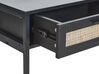 Ratanový konzolový stolek se 2 zásuvkami černý OPOCO_873475