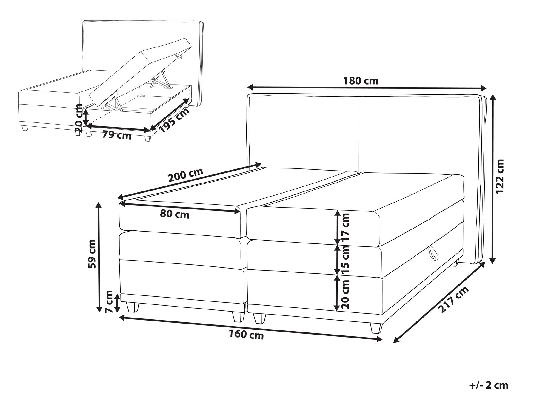 Fabric EU King Divan Bed Light Grey DYNASTY_873645 Fabric EU King Divan Bed Light Grey DYNASTY_873645