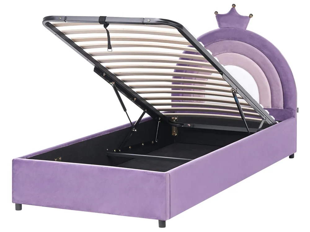 Kids Ottoman Bed GRISETOT Velvet Violet 90 x 200 cm (EU Single)