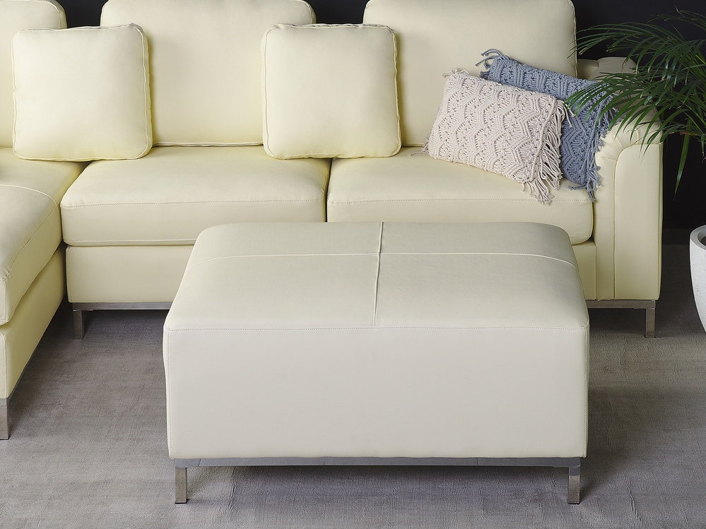 Ottoman Poggiapiedi Divano Ottomana OSLO Pelle Naturale Beige