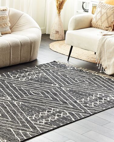 Cotton Area Rug 160 x 230 cm Black and White KHENIFRA