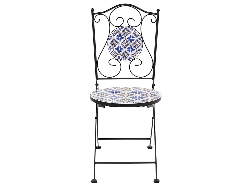 Set mobilier de grădină SIPONTO Metal Alb/Albastru_1155718