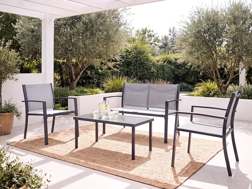 Set da giardino con tavolo 4 posti TAVOLETO Metallo Grigio_1154570