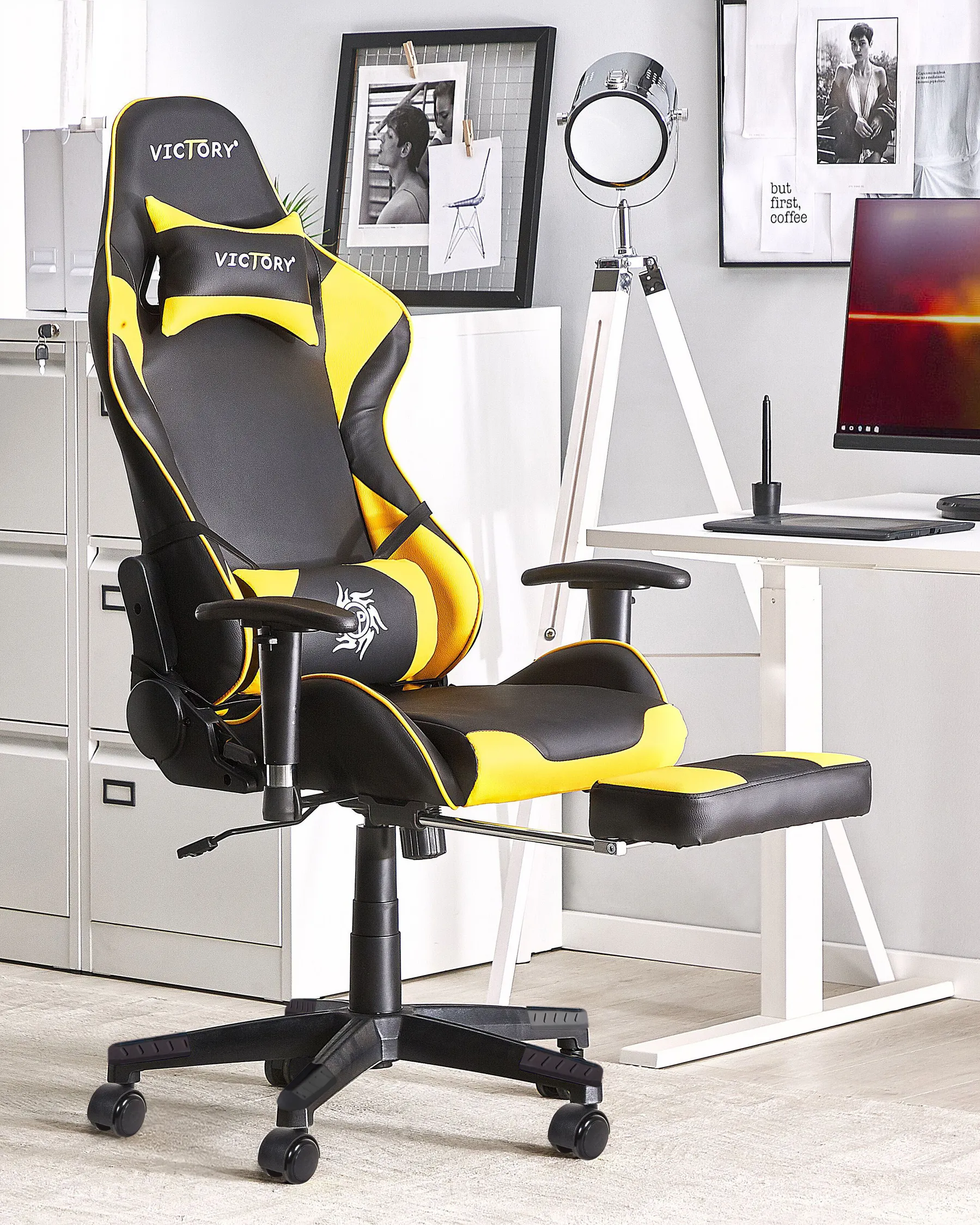 Sedia da gaming VICTORY Pelle sintetica Giallo_768099