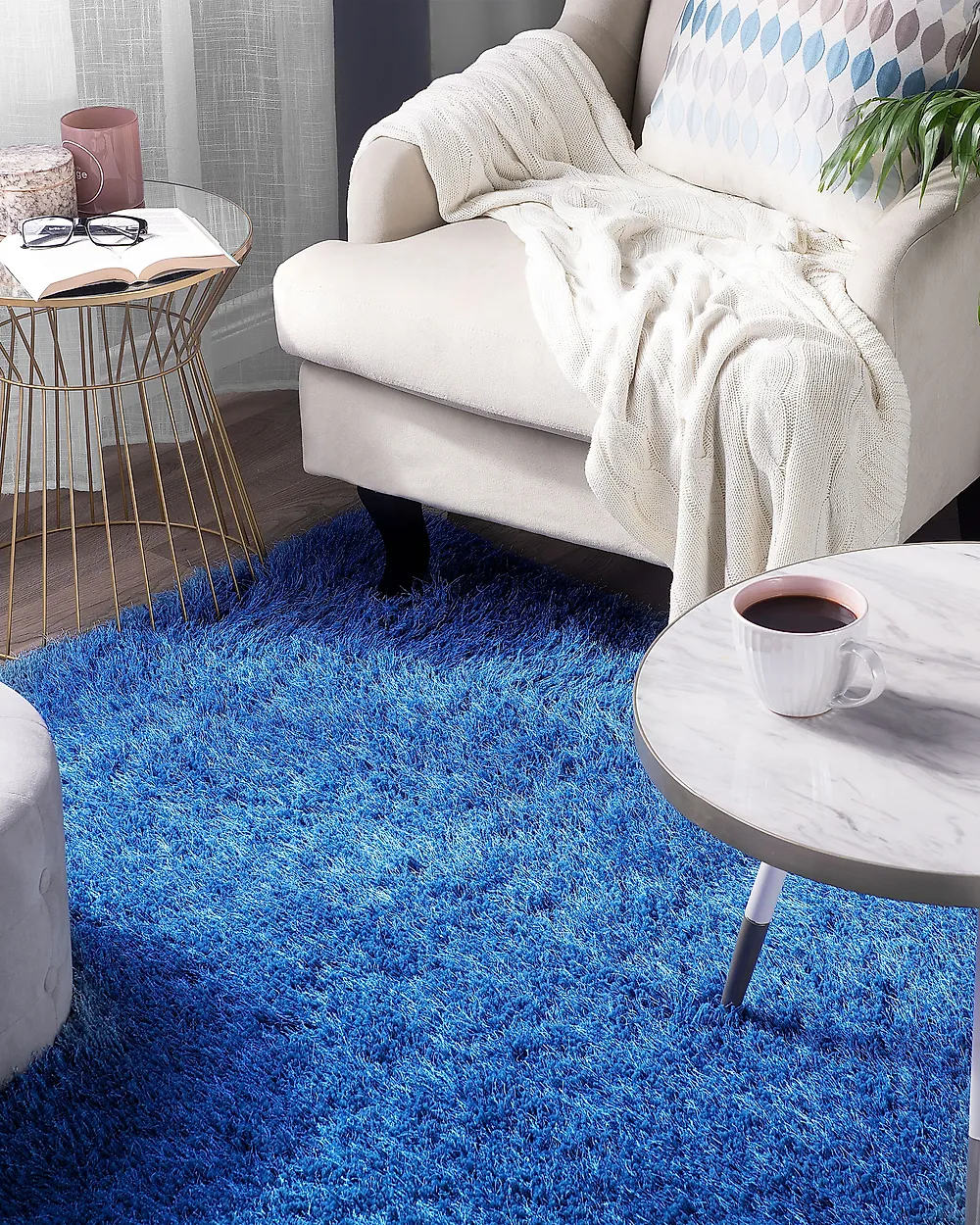 Alfombra de pelo largo CIDE Azul 200 x 300 cm_1187292