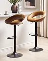 Set of 2 Bar Chairs PEORIA Swivel Faux Leather Golden Brown