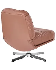 Swivel Armchair LOIMAA with Footstool Fabric Brown_1164628