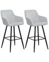 Conjunto de 2 sillas de bar de terciopelo gris claro CASMALIA_898973