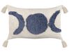 2 bawełniane poduszki dekoracyjne tuftowane z frędzlami 35 x 55 cm beżowo-niebieskie LUPINUS_838988