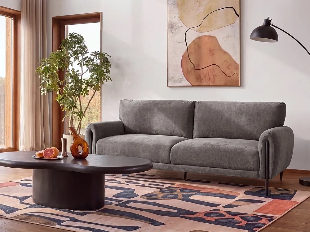 Sofa 3-Sitzer SKARO Chenillegewebe Taupe_1156588