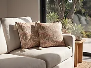 Throw Cushion MELOBESIA 45 x 45 cm Cotton Beige Plant Pattern_1187921