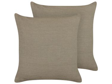 Set of 2 Linen Cushions 45 x 45 cm Taupe SAGINA