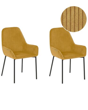Set of 2 Jumbo Cord Dining Chairs Yellow LOVERNA