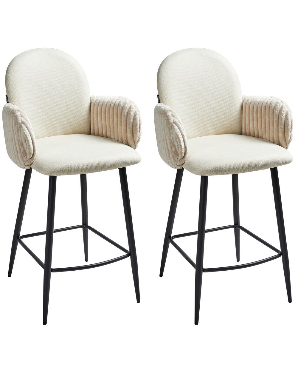 Lot de 2 chaises de bar AMITY Tissu Beige clair