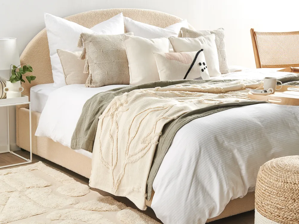 Coperta In Cotone Beliani Nera Con Frange, 130x160 Cm, Morbida, Stile Scandinavo, 100% Cotone
