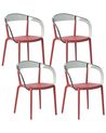 Set of 4 Garden Chairs MALEVIZI Stacking Red