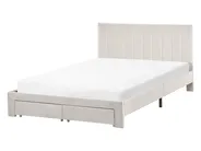Bed with Storage Drawers LONZAC Velvet Off-White 140 x 200 cm (EU Double)_1014767