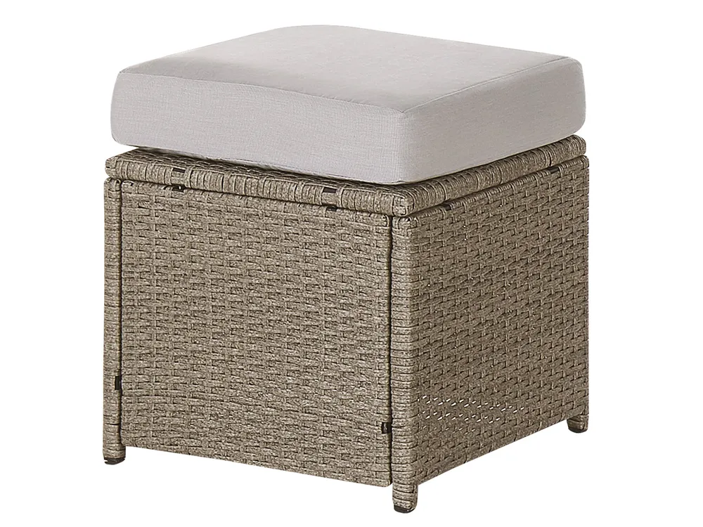 Set salotto da giardino con tavolo e pouf 5 posti BARDI con cuscini Rattan sintetico (PE) Tortora_820398