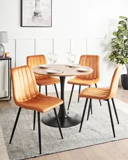 Set di 4 sedie da pranzo KALISPELL Velluto Arancione_966695