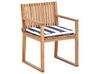 Gartenmöbel Set zertifiziertes Akazienholz hellbraun 8-Sitzer Auflagen marineblau gestreift SASSARI II_924032