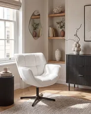 Swivel Armchair AUMA Fabric White_1072719