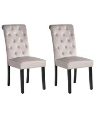 Set of 2 Dining Chairs VELVA Velvet Grey_781895