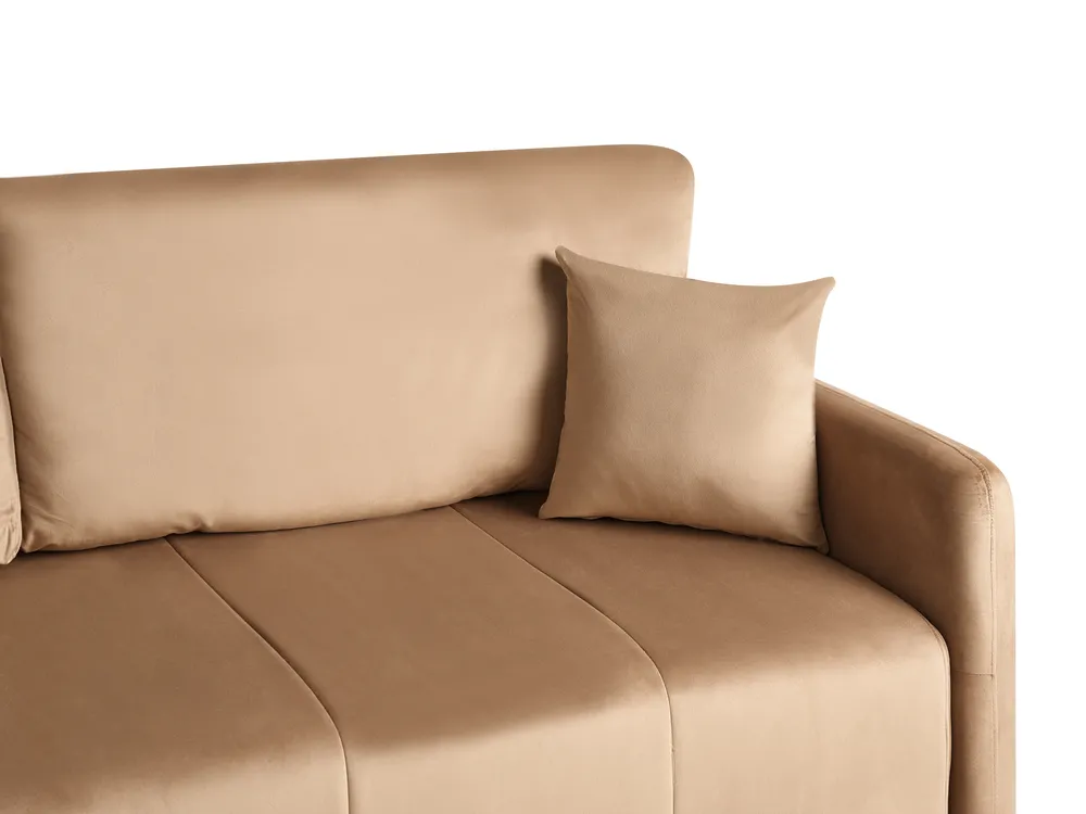 Sofa Bed 3 Seater EGGE Velvet Light Brown_1020933