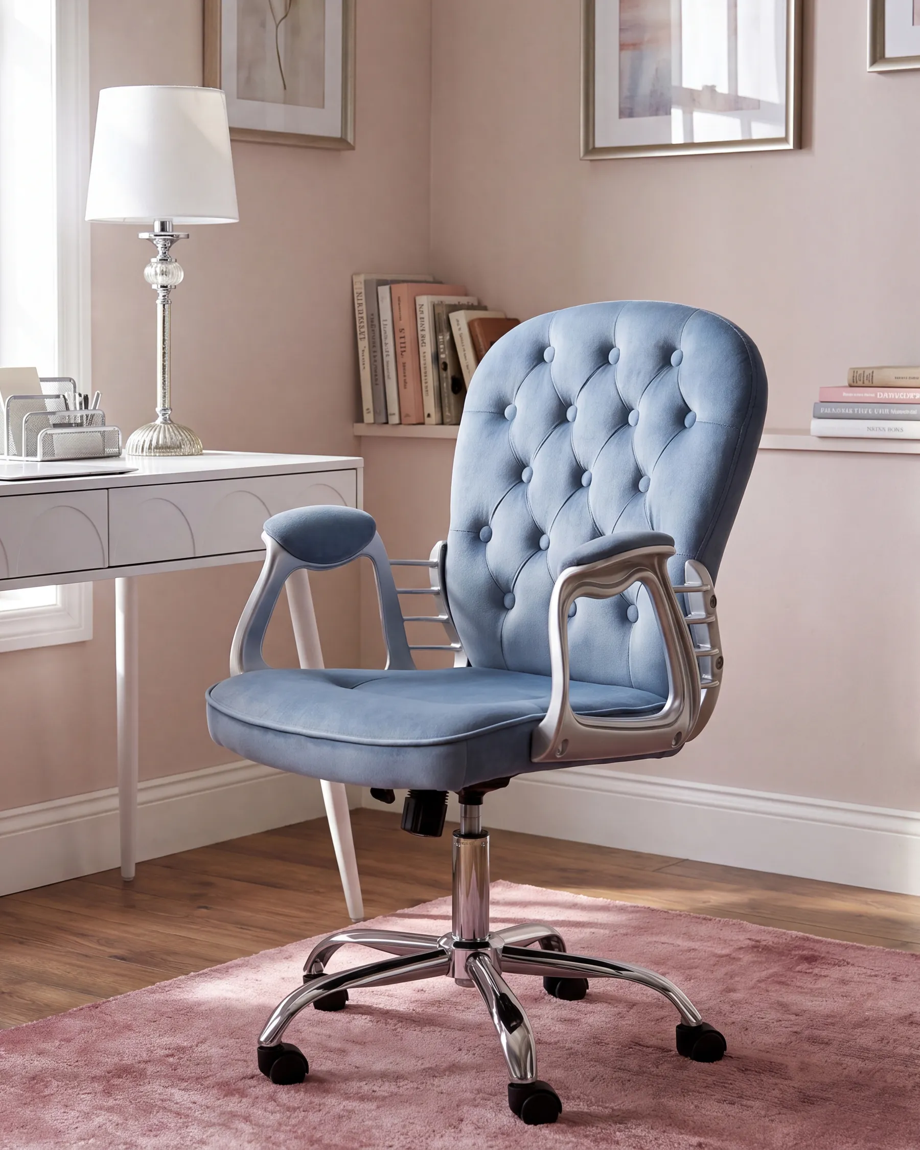 Sedia da scrivania PRINCESS Velluto Azzurro_975547