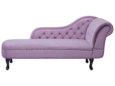 Chaise-longue à direita em veludo violeta NIMES