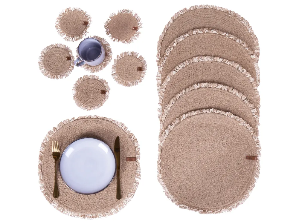 Set di tovagliette e sottobicchieri RIBBERY Iuta Naturale_946268