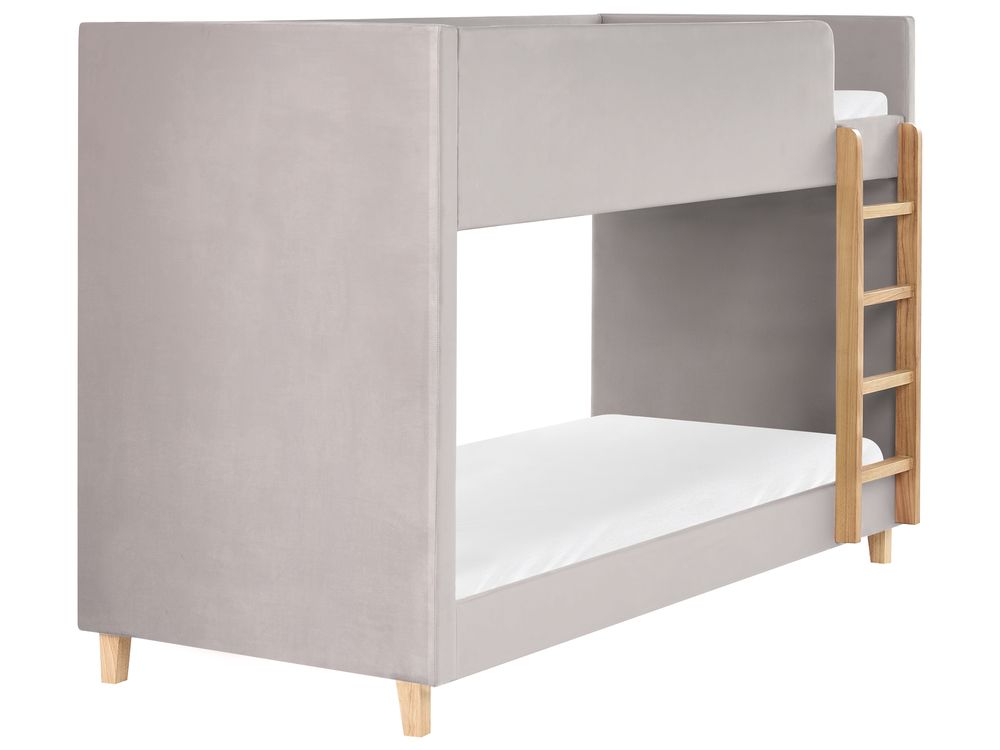 Bunk Bed Velvet CHOCQUES 90 x 200 cm (EU Single) Light Grey