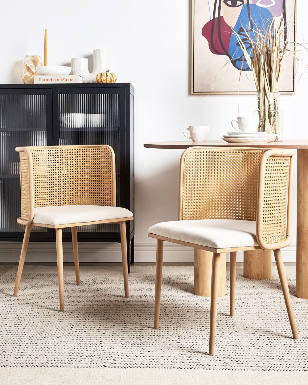 Set of 2 Dining Chairs KOBUK Metal Light Wood Beliani