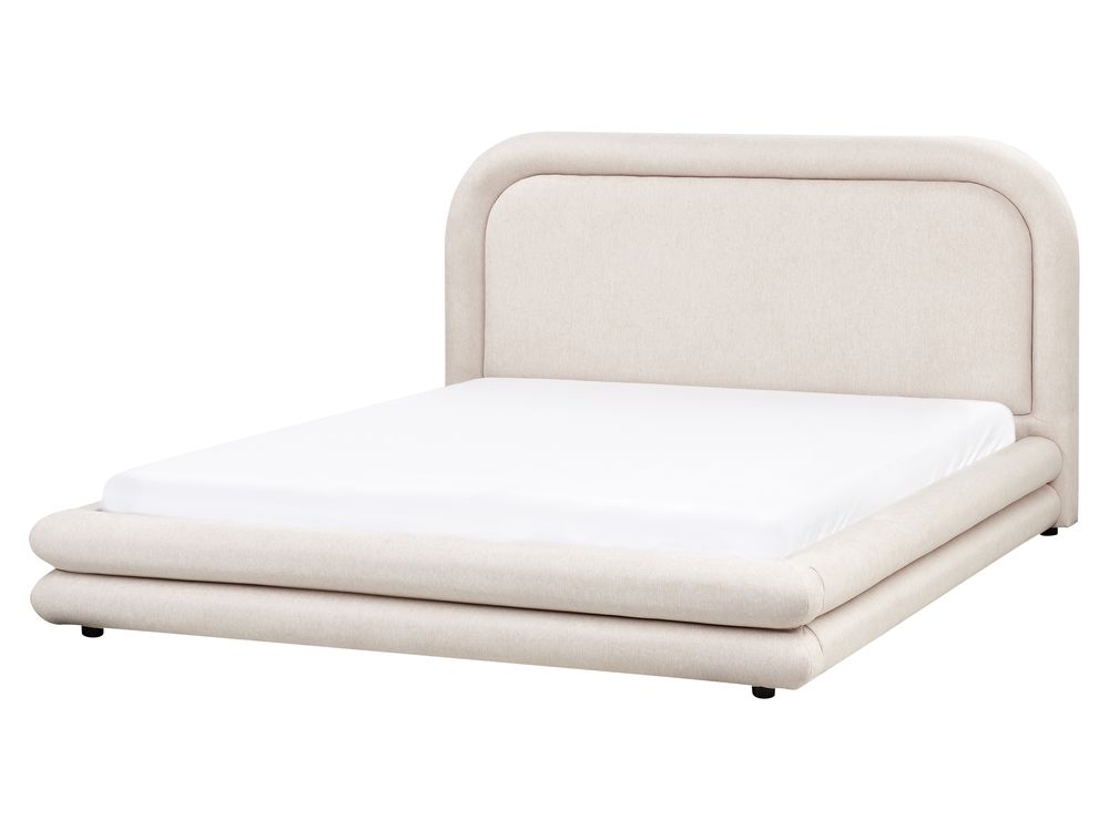 Lit avec sommier Lin synthétique LAVARDENS 160 x 200 cm Beige clair