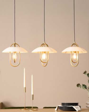 3 Light Metal Pendant Lamp Gold NATTAI