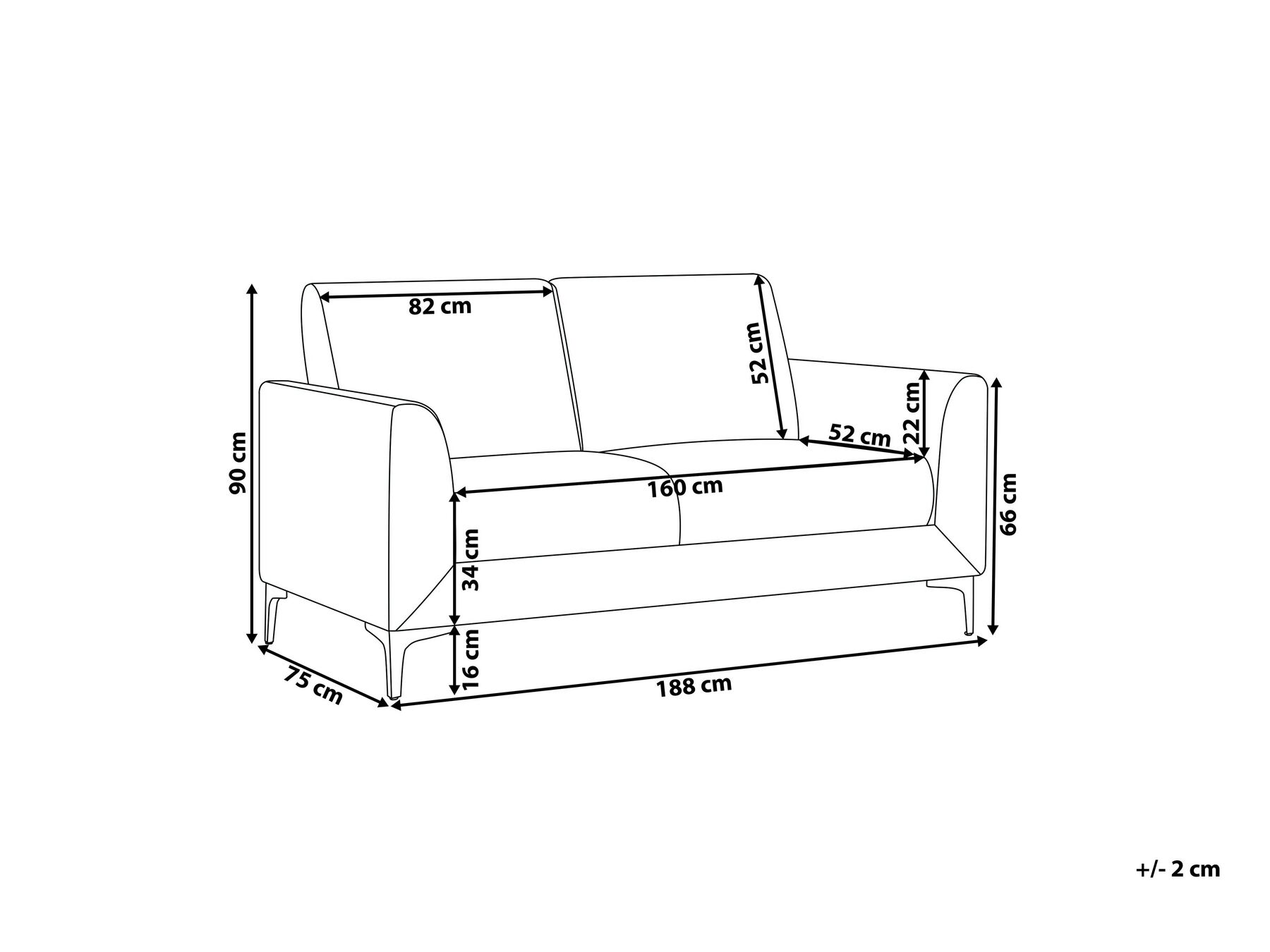 Sofa 3 Seater FENES Fabric Black_897883