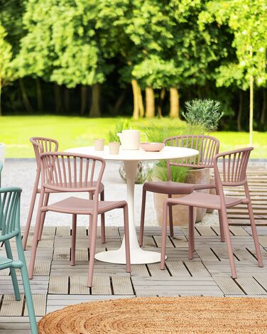 Set of 4 Plastic Dining Chairs Pink GELA