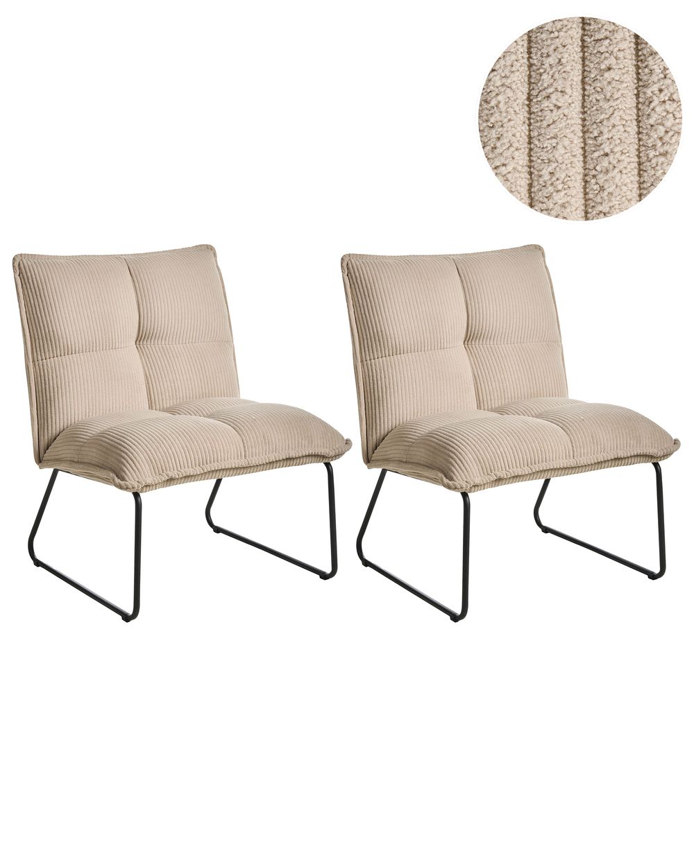 Sæt med 2 lænestole BJASTA Fløjl Beige